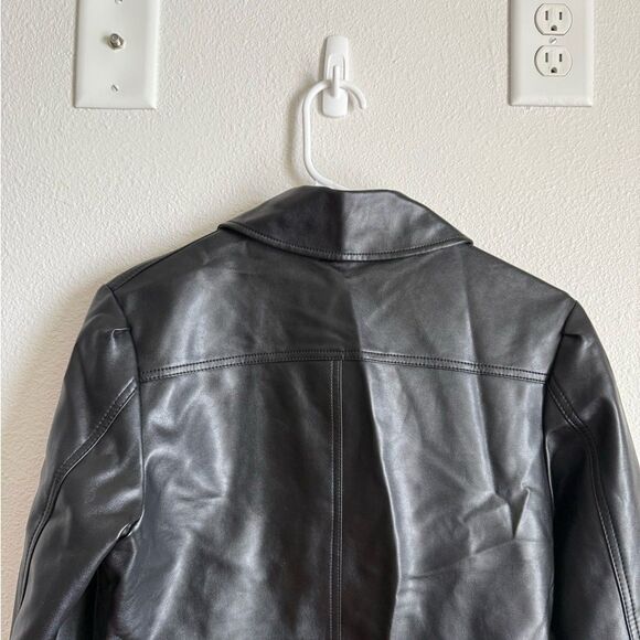 Steve Madden Women's Black Blazer Jacket Button Faux Leather Grunge Goth Medium - Picture 9 of 12